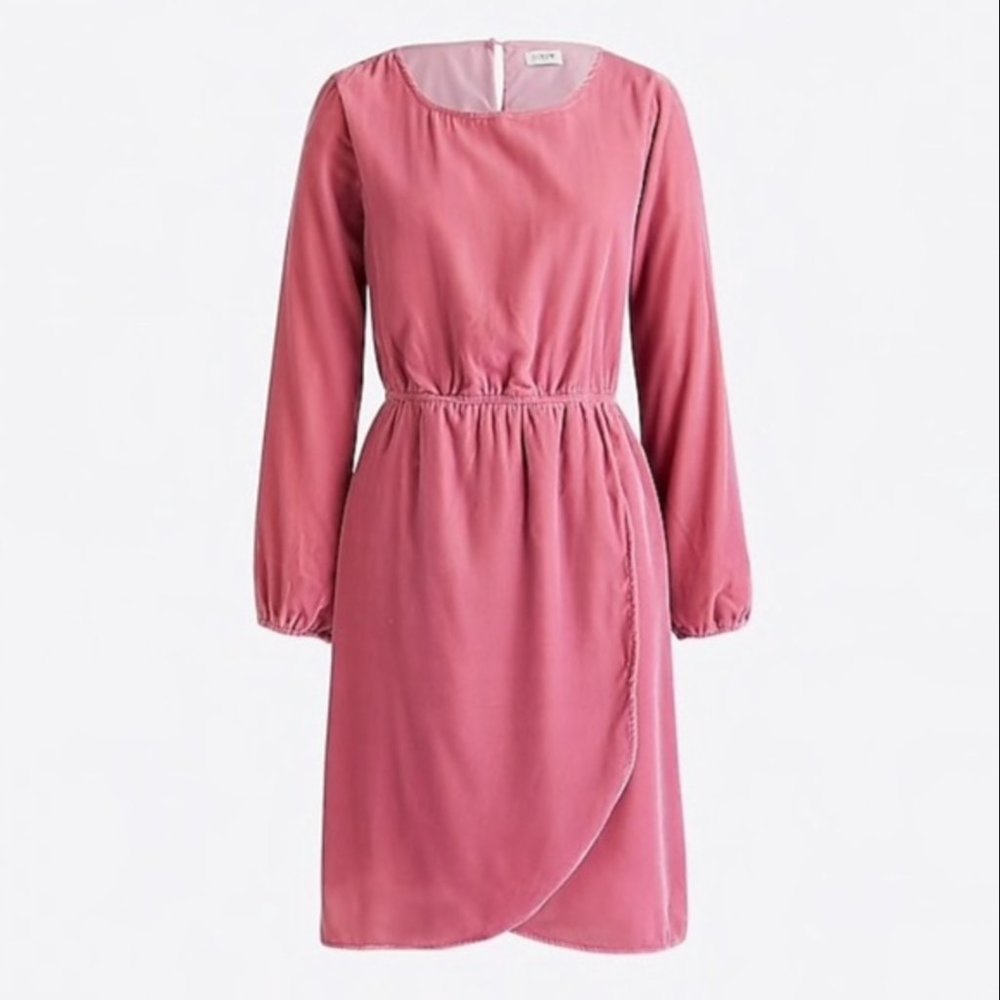 J. Crew Pink Velvet Tulip Hem Dress Balletcore Size 00